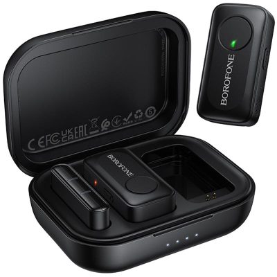 Петличний бездротовий мікрофон Borofone BFK17 Lemai dual-mic USB-C Black