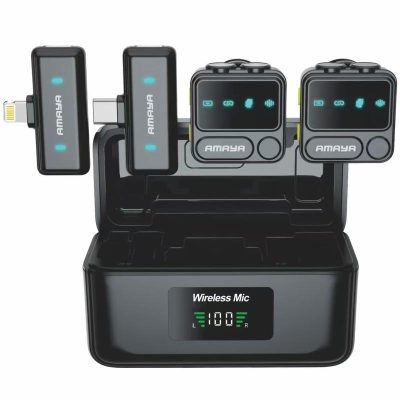 Петличний бездротовий мікрофон Amaya ANC100 dual-mic 2in1 (Lightning/USB-C) Black