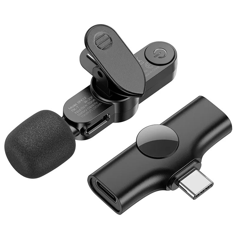 Петличний бездротовий мікрофон Borofone BFK12 Trophy lavalier USB-C Black