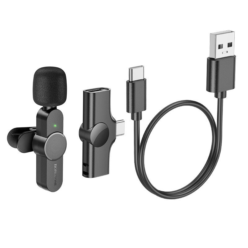 Петличний бездротовий мікрофон Borofone BFK12 Trophy lavalier USB-C Black
