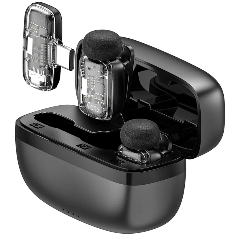Петличний бездротовий мікрофон WIWU WM008 Dual-mic ANC USB-C Black