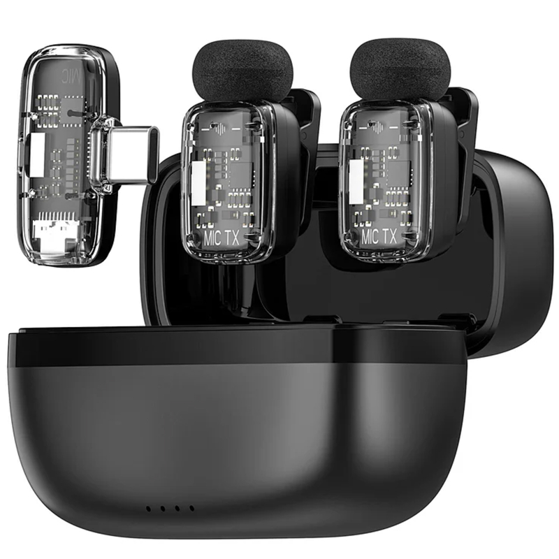 Петличний бездротовий мікрофон WIWU WM008 Dual-mic ANC USB-C Black