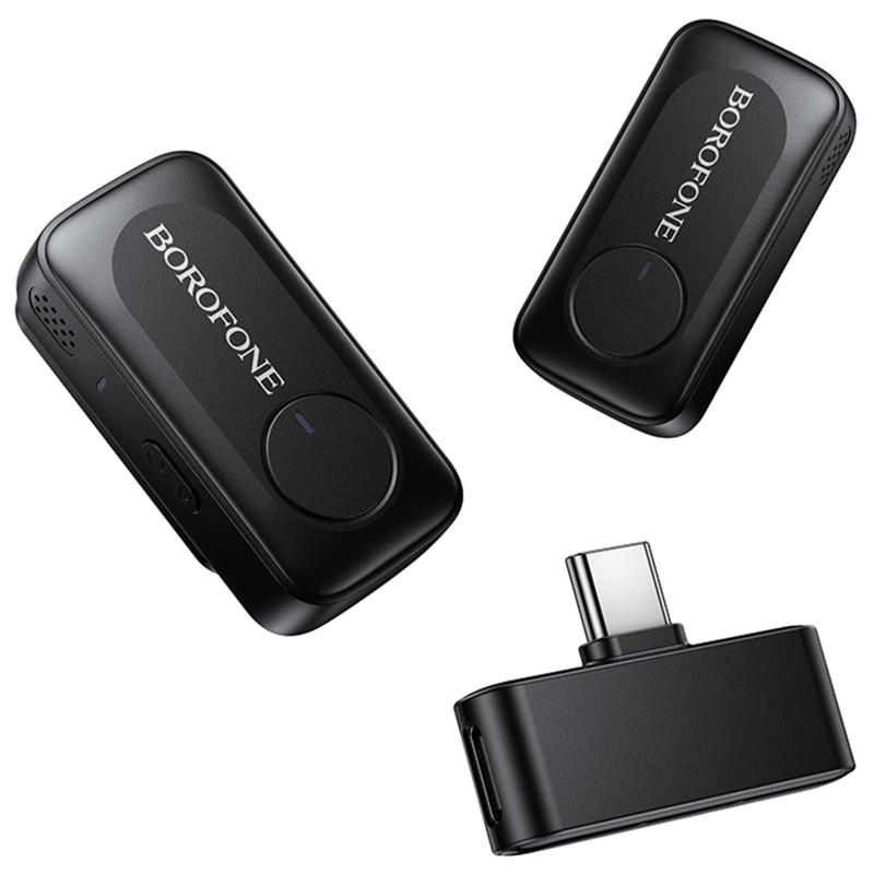 Петличний бездротовий мікрофон Borofone BFK17 Lemai dual-mic USB-C Black