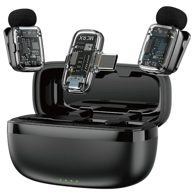 Петличний бездротовий мікрофон WIWU WM008 Dual-mic ANC USB-C Black