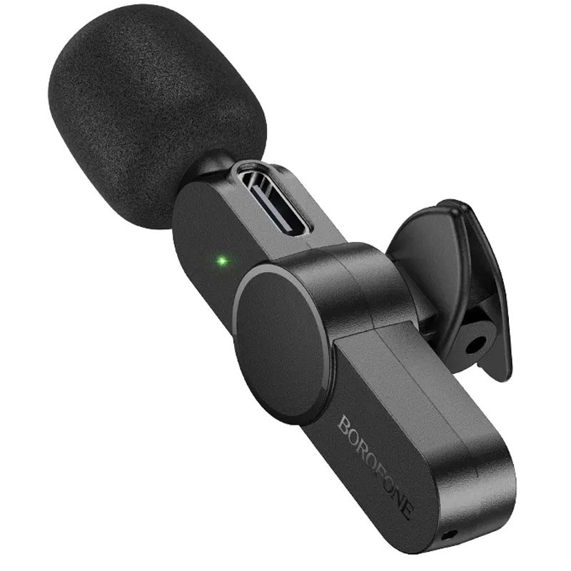 Петличний бездротовий мікрофон Borofone BFK12 Trophy Dual-mic Lightning/USB-C Black