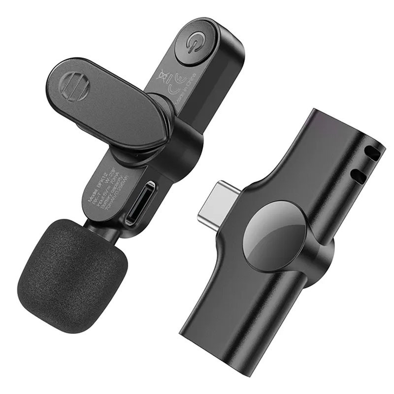 Петличний бездротовий мікрофон Borofone BFK12 Trophy lavalier USB-C Black