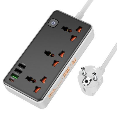 Подовжувач Hoco AC8A Storm (PD 30W/1C/3 А/3xSocket) (1.5 м) Black