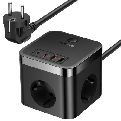 Подовжувач Baseus PowerCombo PD 30W + QC 3.0 (2×USB-A / 2×USB-C/2Socket) (1.5 м) (BPS30) Cluster Black