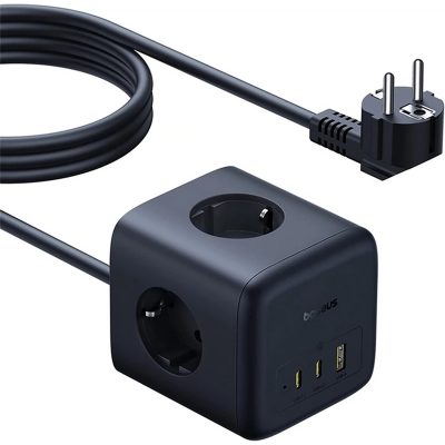 Подовжувач Baseus EnerFill FA11 PD 67W + QC 3.0 (1×USB-A / 2×USB-C/2Socket) (1.5 м) (EFMF67) Cosmic Black