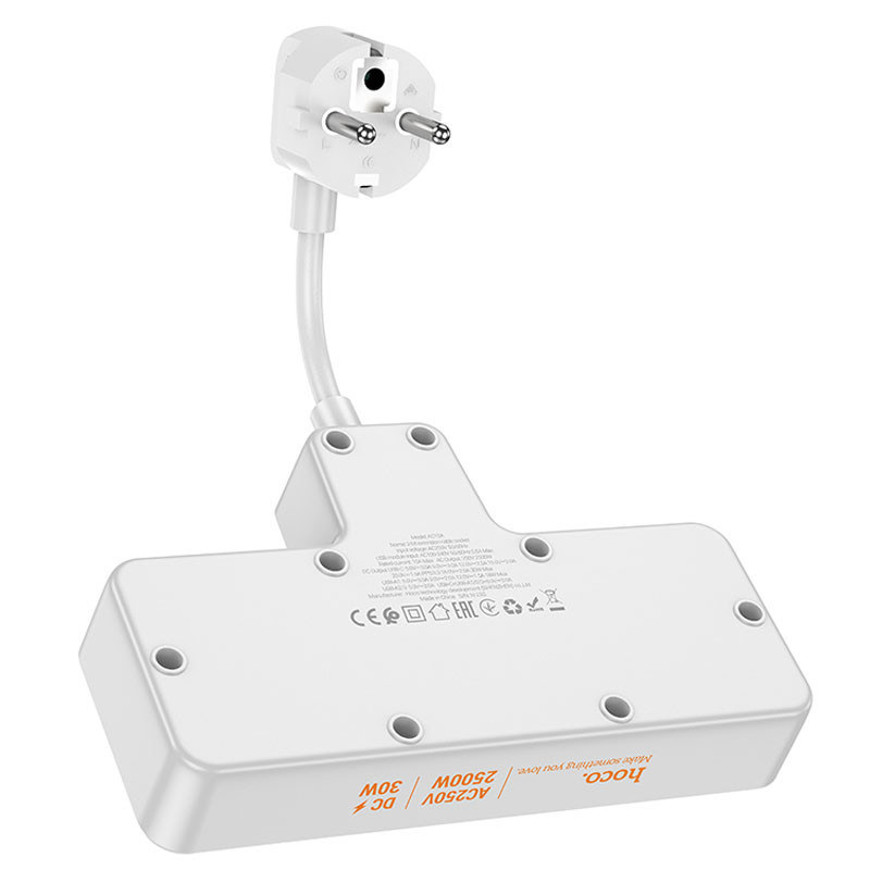 Подовжувач Hoco AC12A Reise (PD 30W/1C3A) + Socket Black