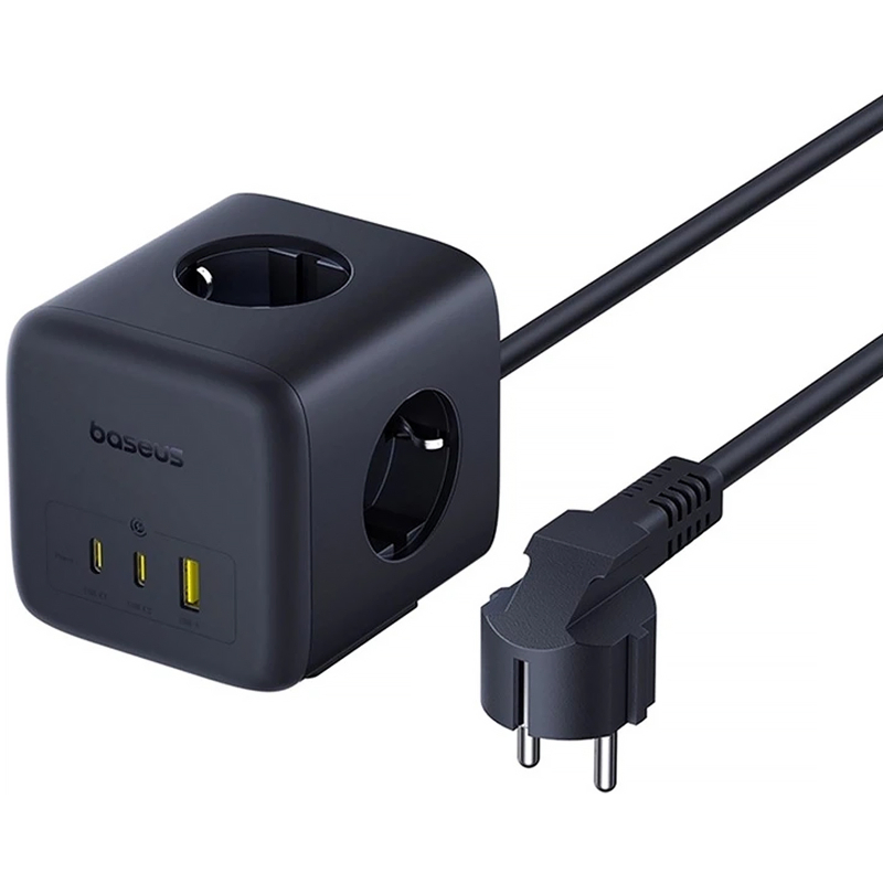 Подовжувач Baseus EnerFill FA11 PD 67W + QC 3.0 (1×USB-A / 2×USB-C/2Socket) (1.5 м) (EFMF67) Cosmic Black