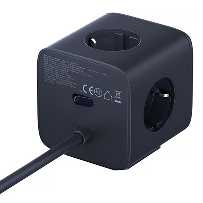 Подовжувач Baseus EnerFill FA11 PD 67W + QC 3.0 (1×USB-A / 2×USB-C/2Socket) (1.5 м) (EFMF67) Cosmic Black