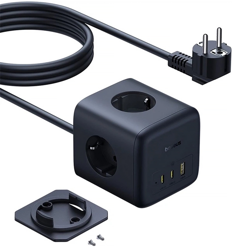 Подовжувач Baseus EnerFill FA11 PD 67W + QC 3.0 (1×USB-A / 2×USB-C/2Socket) (1.5 м) (EFMF67) Cosmic Black