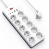 Подовжувач WIWU S008 Power Strip PD20W (2USB-A/2C/10xSocket) (2m) White