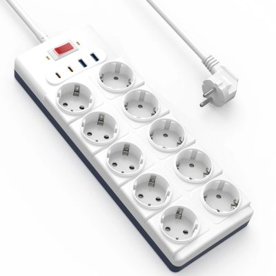 Подовжувач WIWU S008 Power Strip PD 20W (2×USB-A / 2×USB-C/10xSocket) (2 м) White