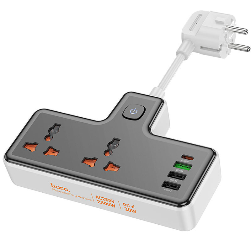 Подовжувач Hoco AC12A Reise (PD 30W/1C3A) + Socket Black