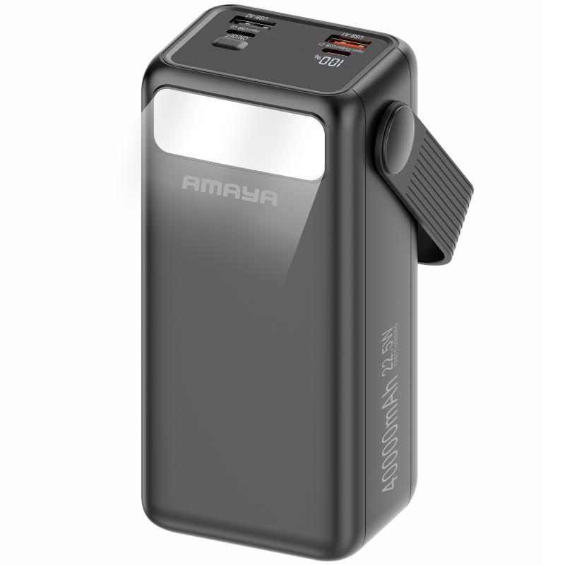 Портативний Захисна плівка Power Bank Amaya APB-40 22.5W flashlight with cable 40000 mAh Black