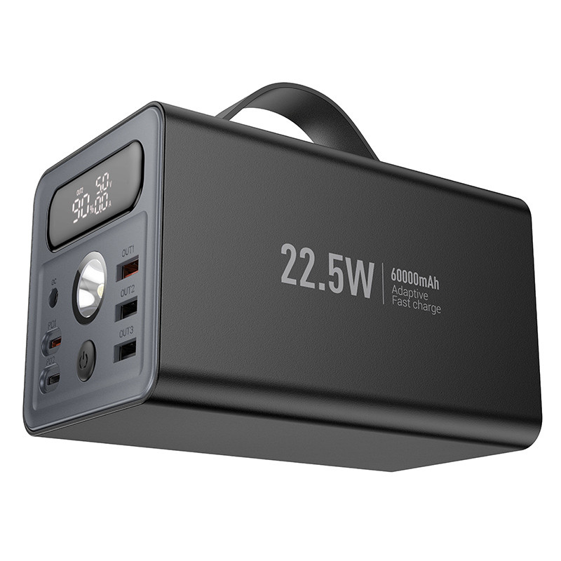 Портативний Захисна плівка Power Bank Hoco J138 22.5W + PD 20W + DC12V 60000 mAh Black