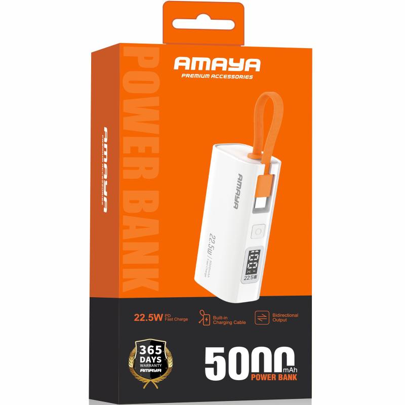 Портативний Захисна плівка Power Bank Amaya FD39 22.5W with display and cable 5000 mAh White