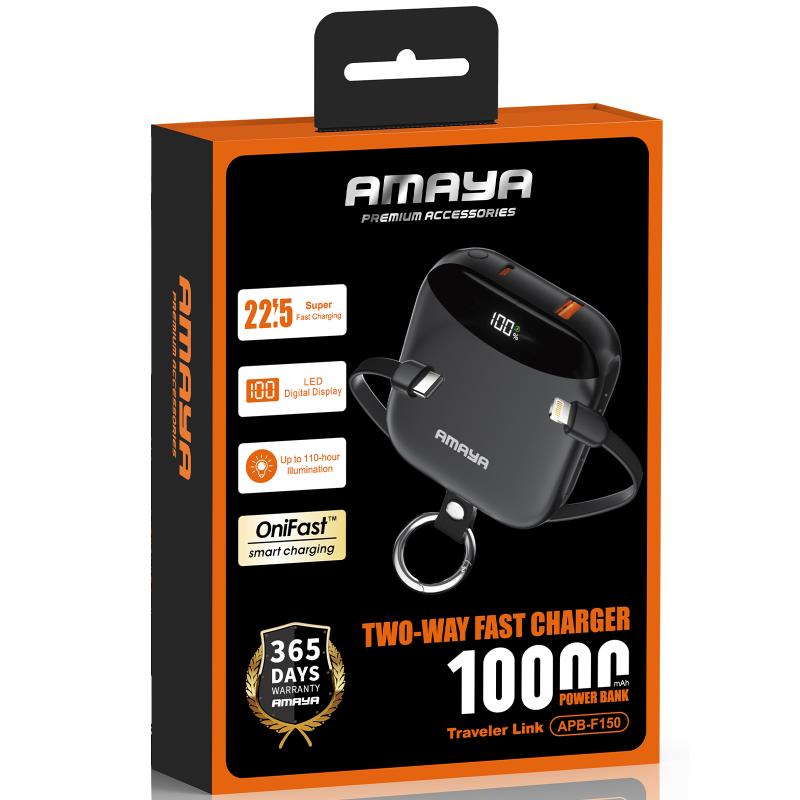 Портативний Захисна плівка Power Bank Amaya F150 22.5W with display and cable 10000 mAh Black