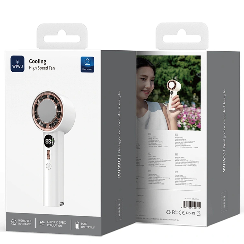 Портативний вентилятор WIWU FS016 Cooling High Speed 3000 mAh White