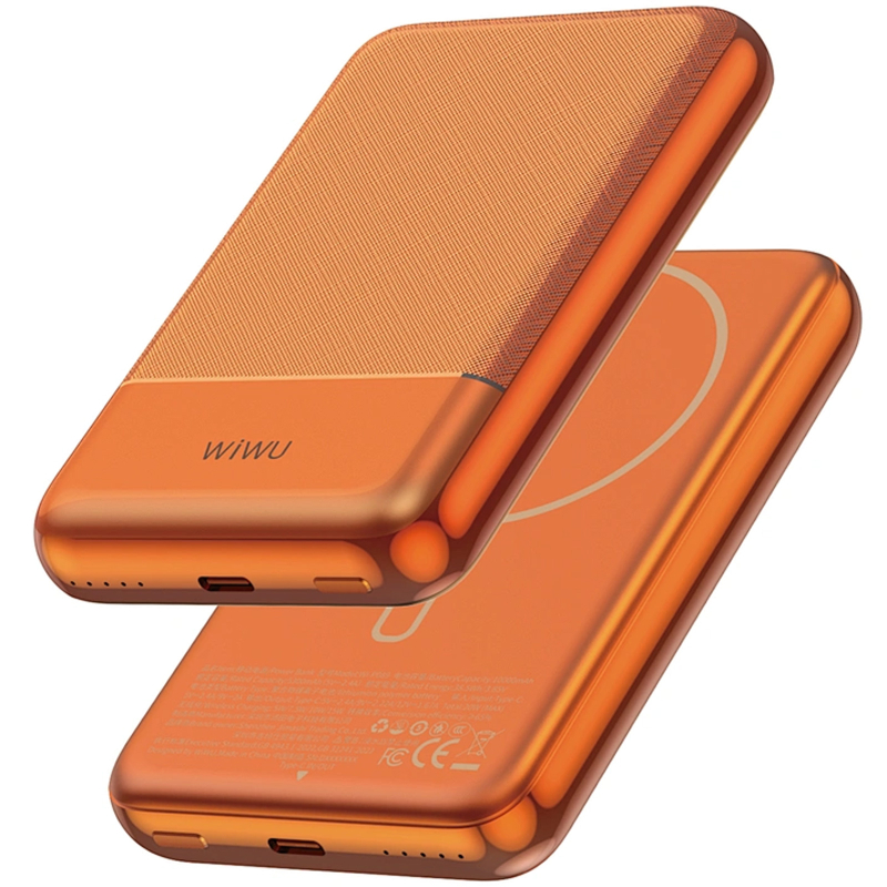 Портативний Захисна плівка Power Bank WIWU P089 Seraph PD 20W з Бездротовий зарядний пристрій 10000 mAh Orange