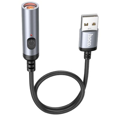 Портативний прикурювач запальничка Hoco UA30 USB Black