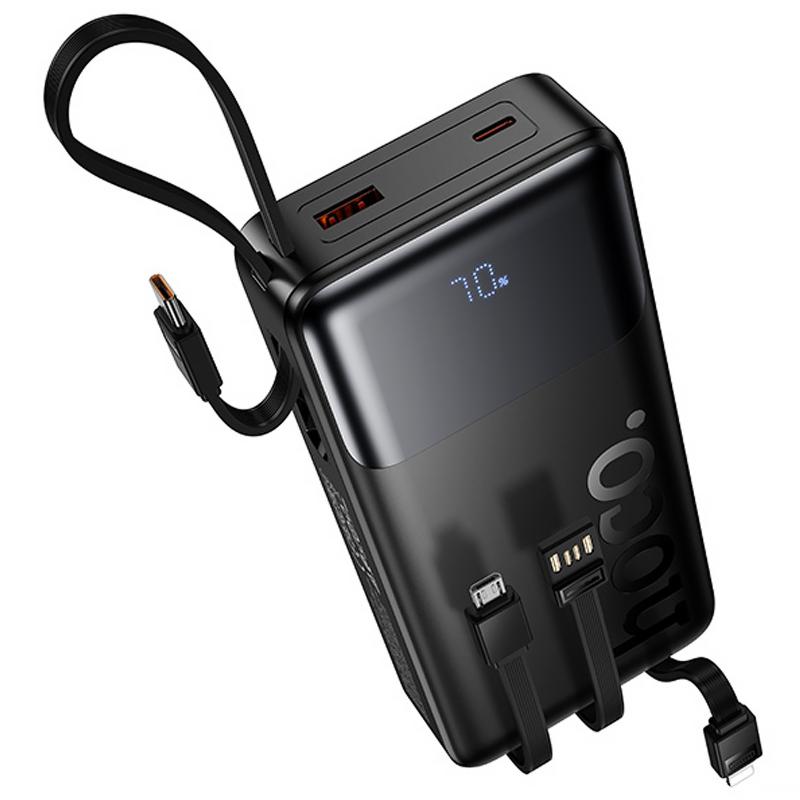 Портативний Захисна плівка Power Bank Hoco J156A Founder 22.5W + PD 20W with 4 cables 20000 mAh Black