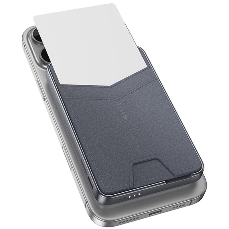 Портативний Захисна плівка Power Bank Hoco Q46 Title PD 20W з Бездротовий зарядний пристрій + card holder 5000 mAh Silver gray