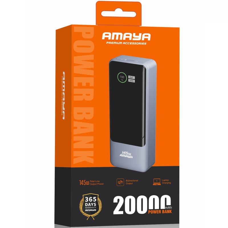 Портативний Захисна плівка Power Bank Amaya FD23 145W with display and cable 20000 mAh Gray
