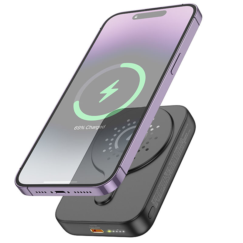 Портативний Захисна плівка Power Bank Hoco J117 Esteem PD 20W з Бездротовий зарядний пристрій 5000 mAh Black