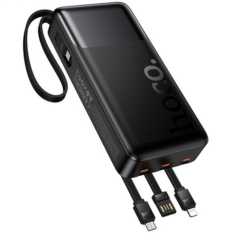 Портативний Захисна плівка Power Bank Hoco J156A Founder 22.5W + PD 20W with 4 cables 20000 mAh Black