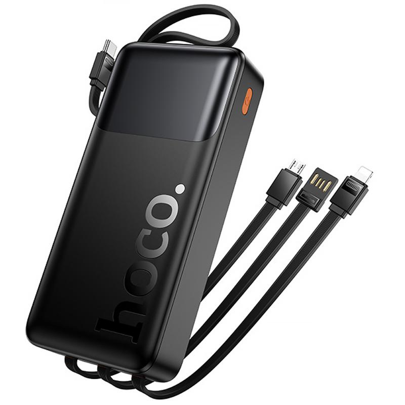 Портативний Захисна плівка Power Bank Hoco J156A Founder 22.5W + PD 20W with 4 cables 20000 mAh Black