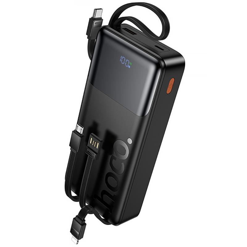 Портативний Захисна плівка Power Bank Hoco J156A Founder 22.5W + PD 20W with 4 cables 20000 mAh Black