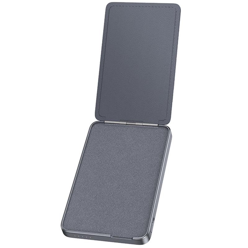 Портативний Захисна плівка Power Bank Hoco Q46 Title PD 20W з Бездротовий зарядний пристрій + card holder 5000 mAh Silver gray