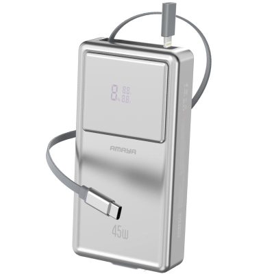 Портативний ЗП Power Bank Amaya F231 45W with display and cable 20000 mAh Silver