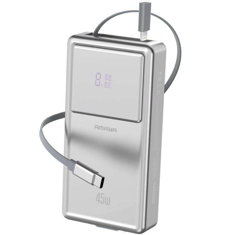 Портативний Захисна плівка Power Bank Amaya F231 45W with display and cable 20000 mAh Silver