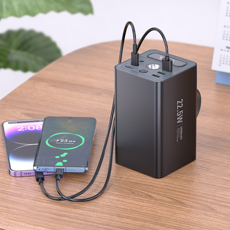 Портативний Захисна плівка Power Bank Hoco J138 22.5W + PD 20W + DC12V 60000 mAh Black