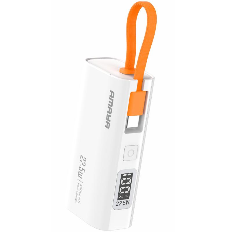 Портативний Захисна плівка Power Bank Amaya FD39 22.5W with display and cable 5000 mAh White