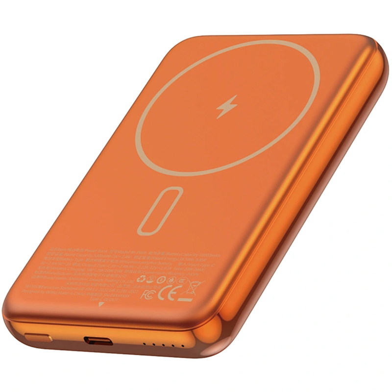 Портативний Захисна плівка Power Bank WIWU P089 Seraph PD 20W з Бездротовий зарядний пристрій 10000 mAh Orange