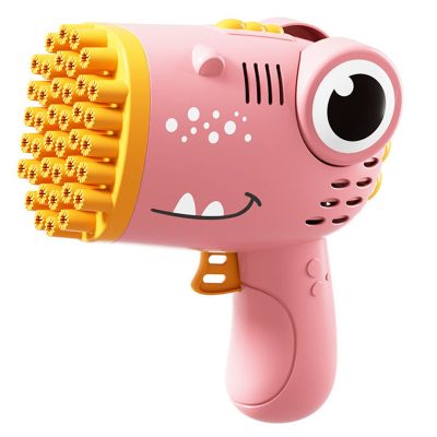 Пістолет для мильних бульбашок Dinosaur Bubble Gun з насадкою на 40 отворів 50ml Pink