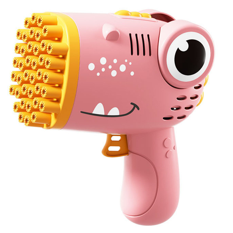 Пістолет для мильних бульбашок Dinosaur Bubble Gun з насадкою на 40 отворів 50ml Pink