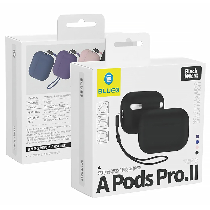 Силіконовий футляр BlueO Liquid silicone для навушників Airpods Pro 3 Black