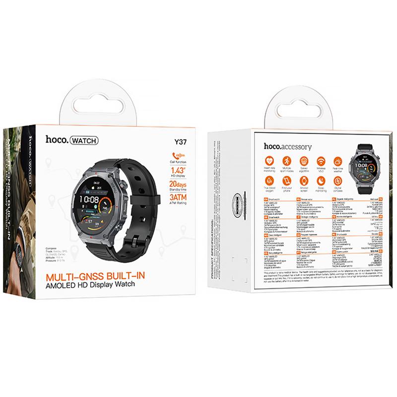 Смарт-годинник Hoco Y37 Smart sports watch (call version) Black