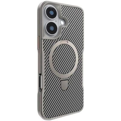TPU + PC чохол Metal Buttons with Magnetic Fit Carbon Ring для Apple iPhone 16 (6.1″)
