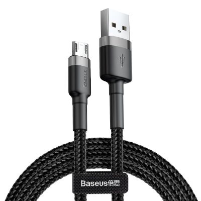 Дата кабель Baseus Cafule USB to Micro-USB Cable 2.4 А (1 м) (CAMKLF-B) Сірий / Чорний