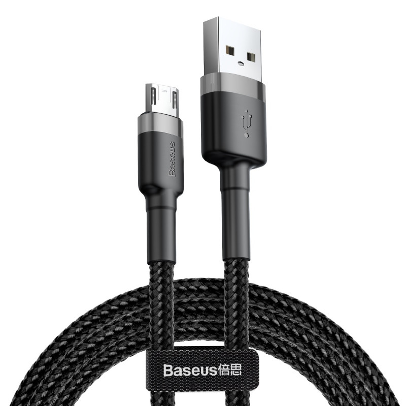 Дата кабель Baseus Cafule USB to Micro-USB Cable 2.4 А (1 м) (CAMKLF-B) Сірий / Чорний