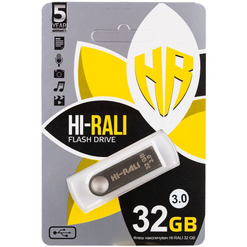 Флеш-накопичувач Hi-Rali Shuttle USB 3.0 Срібна серія — 32GB Срібний