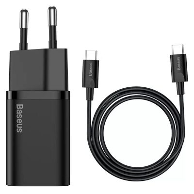 Мережевий зарядний пристрій Baseus Super Si Quick Charger PD 25W (1×USB-C) + кабель USB-C → USB-C (TZCCSUP-L)