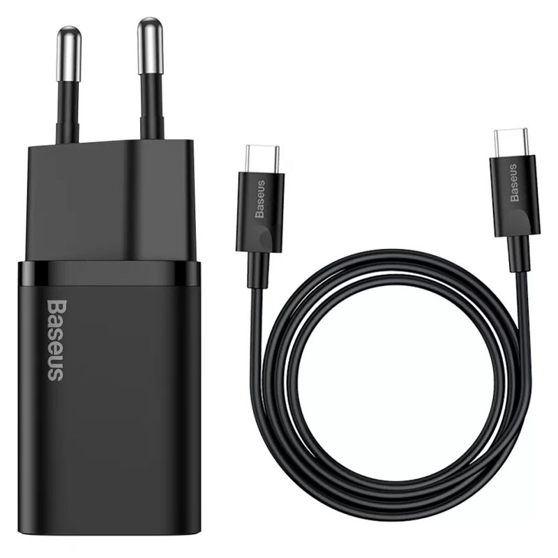 Мережевий зарядний пристрій Baseus Super Si Quick Charger PD 25W (1×USB-C) + кабель USB-C → USB-C (TZCCSUP-L)